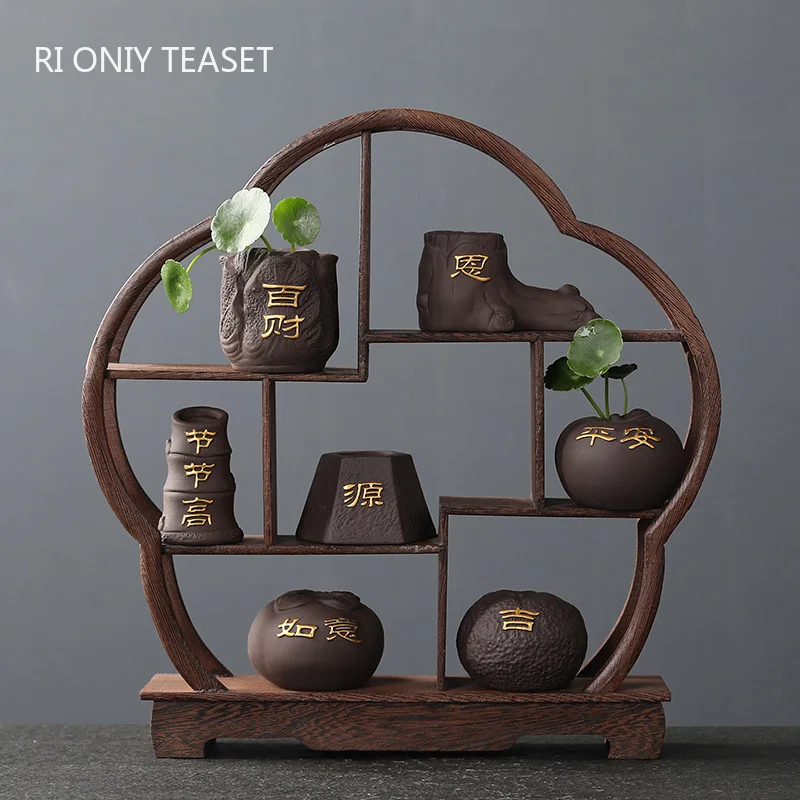 Bonsai Garden Ornaments - Creatieve Paarse Klei Thee Huisdier Vingertop