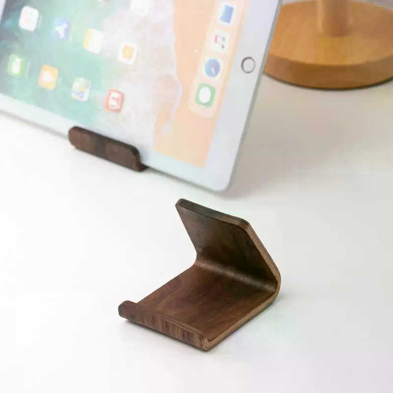 Display Stand Wood - Creatieve thuiskantoor bureaudecoratie Walnoot houten telefoonhouder