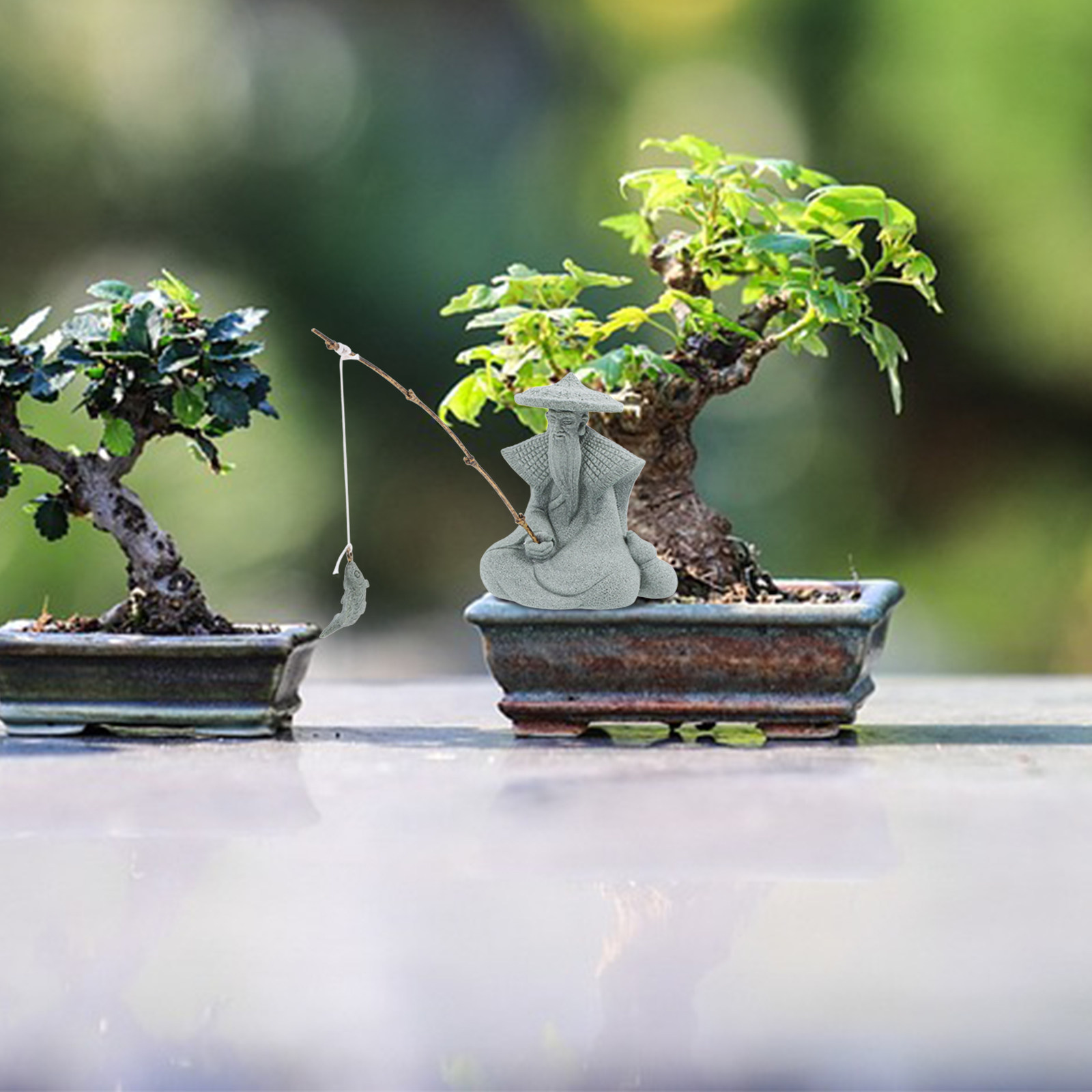 Bonsai Gardening - Klein harsvisserbeeldje Japanse tuindecoratie viskom aquarium