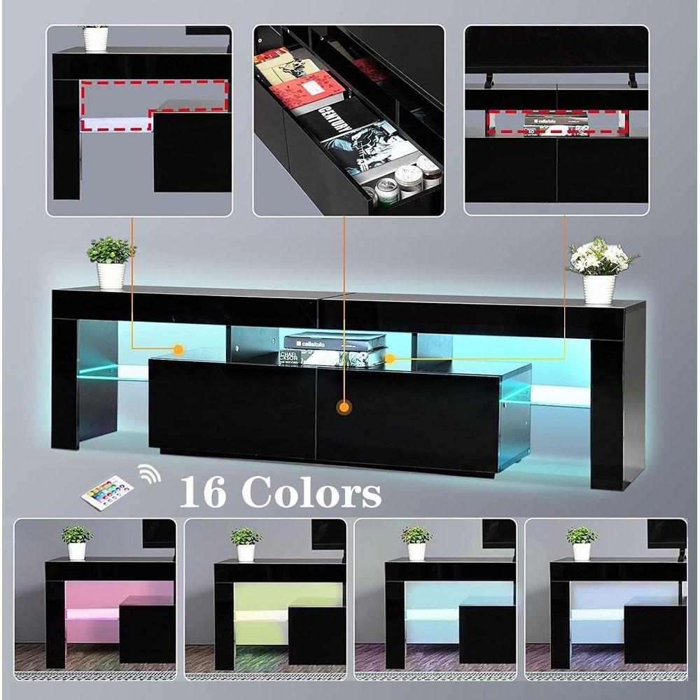 Zwarte tv-standaard, 60 65 70  - Display Stand Wood recensie en prijs